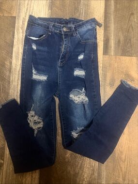 Dark Blue Distressed Women’s Jeans